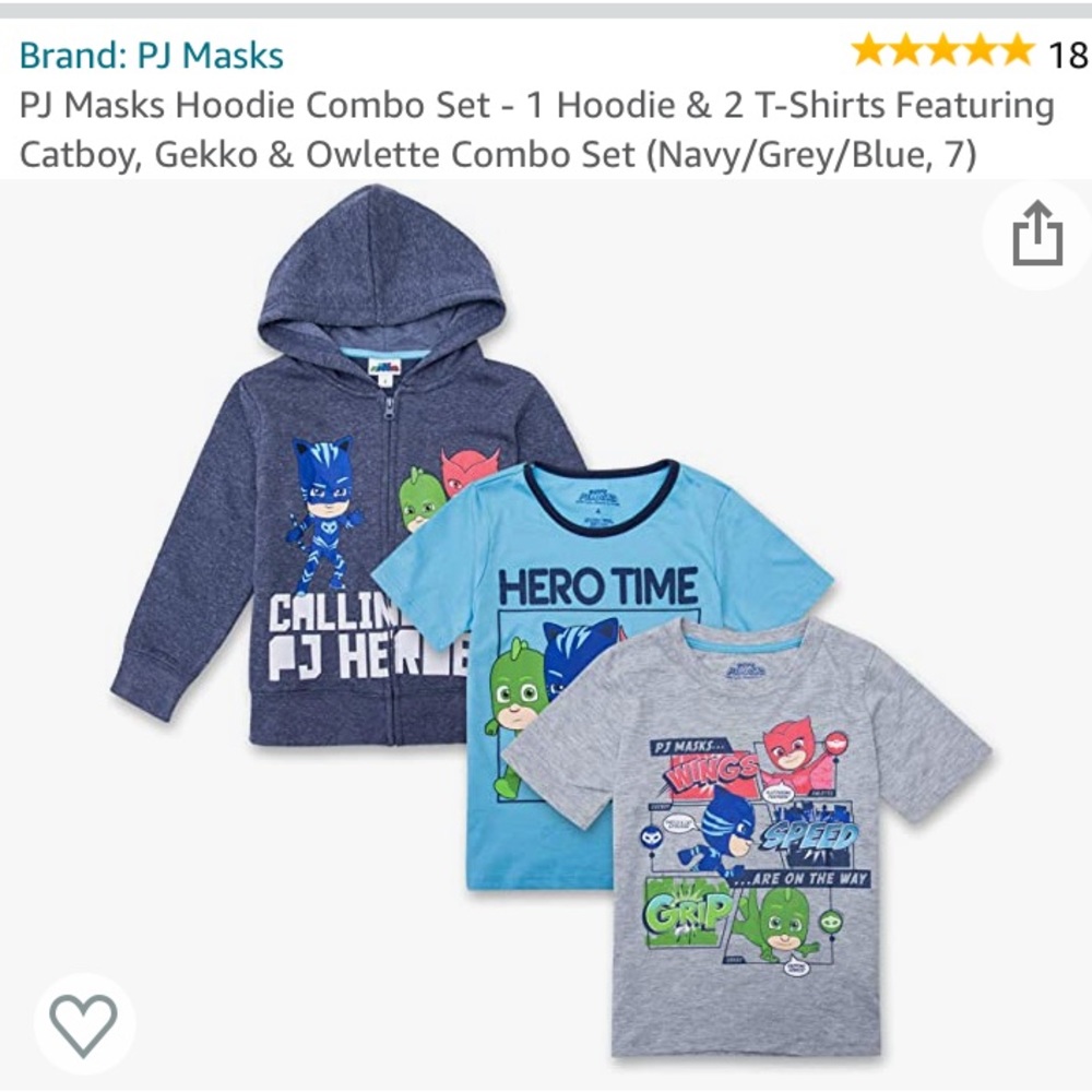Sz7 PJ Masks Hoodie + 2 Tees * NWT 3-Piece Set